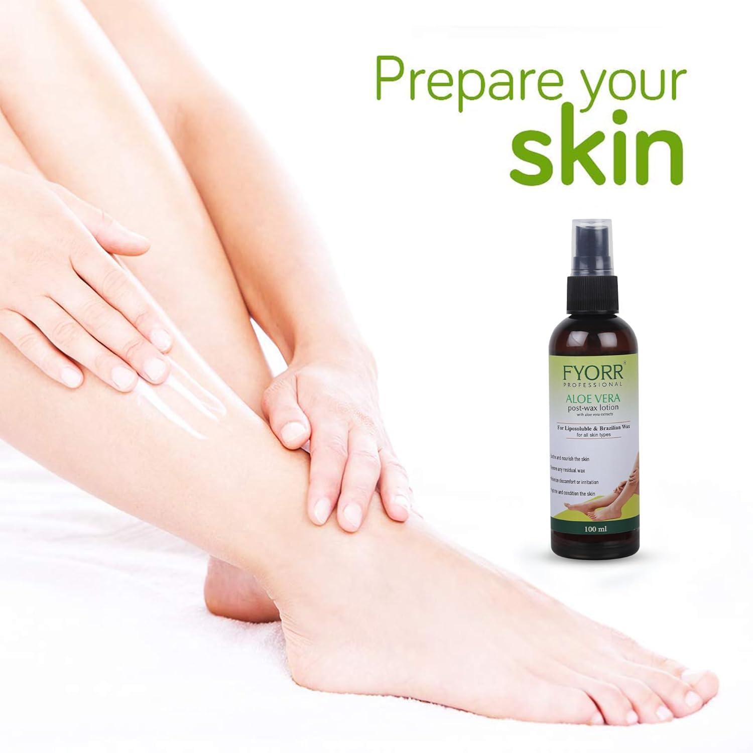 FYORR Post Wax Lotion For Reduce Irritation/Sooth Skin After Wax | Eliminate Wax Residues | Even/Moisturized/Bacteria Free/Soothing Skin After Waxing Wax Oil (Aloevera)