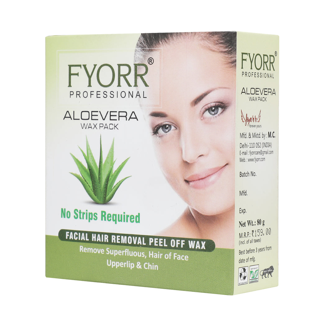 FYORR Facial Katori Peel-Off Wax Aloe Vera, Green, 80 gm each