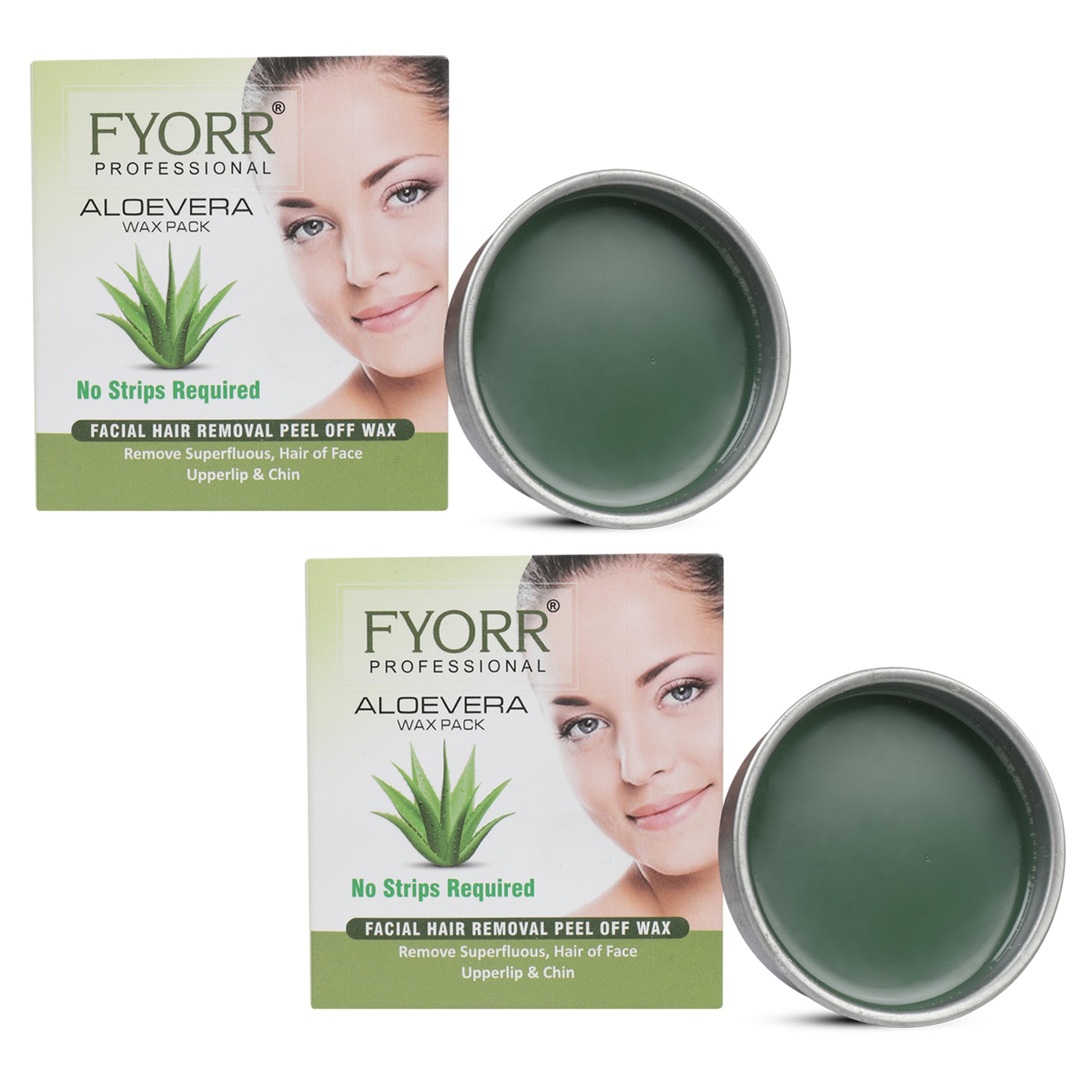 FYORR Facial Katori Peel-Off Wax Aloe Vera, Green, 80 gm each