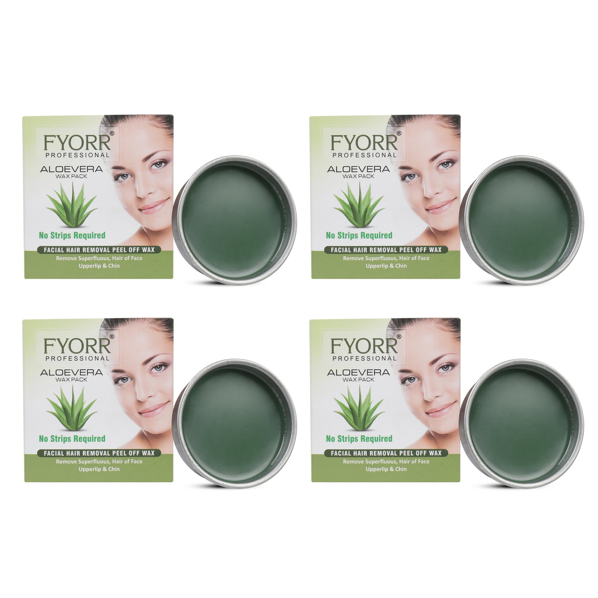 FYORR Facial Katori Peel-Off Wax Aloe Vera, Green, 80 gm each