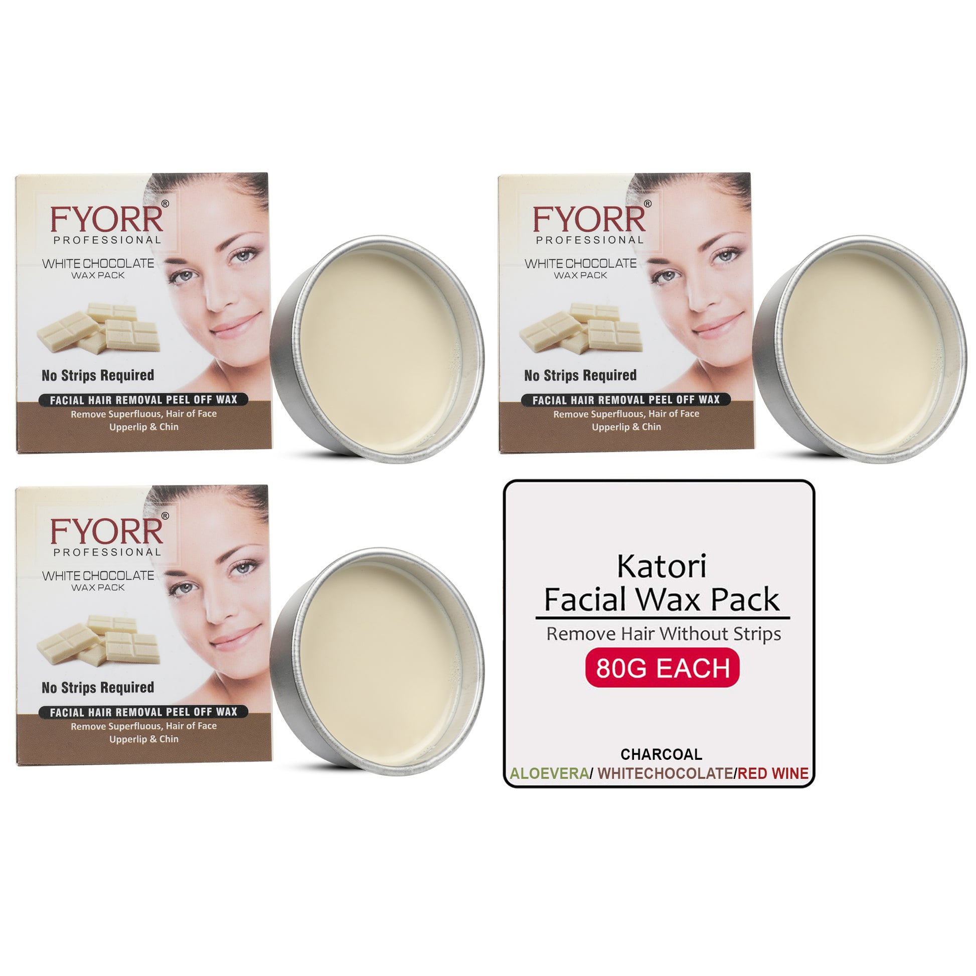 FYORR Facial Katori Peel Off Wax White Chocolate 80 Gm each