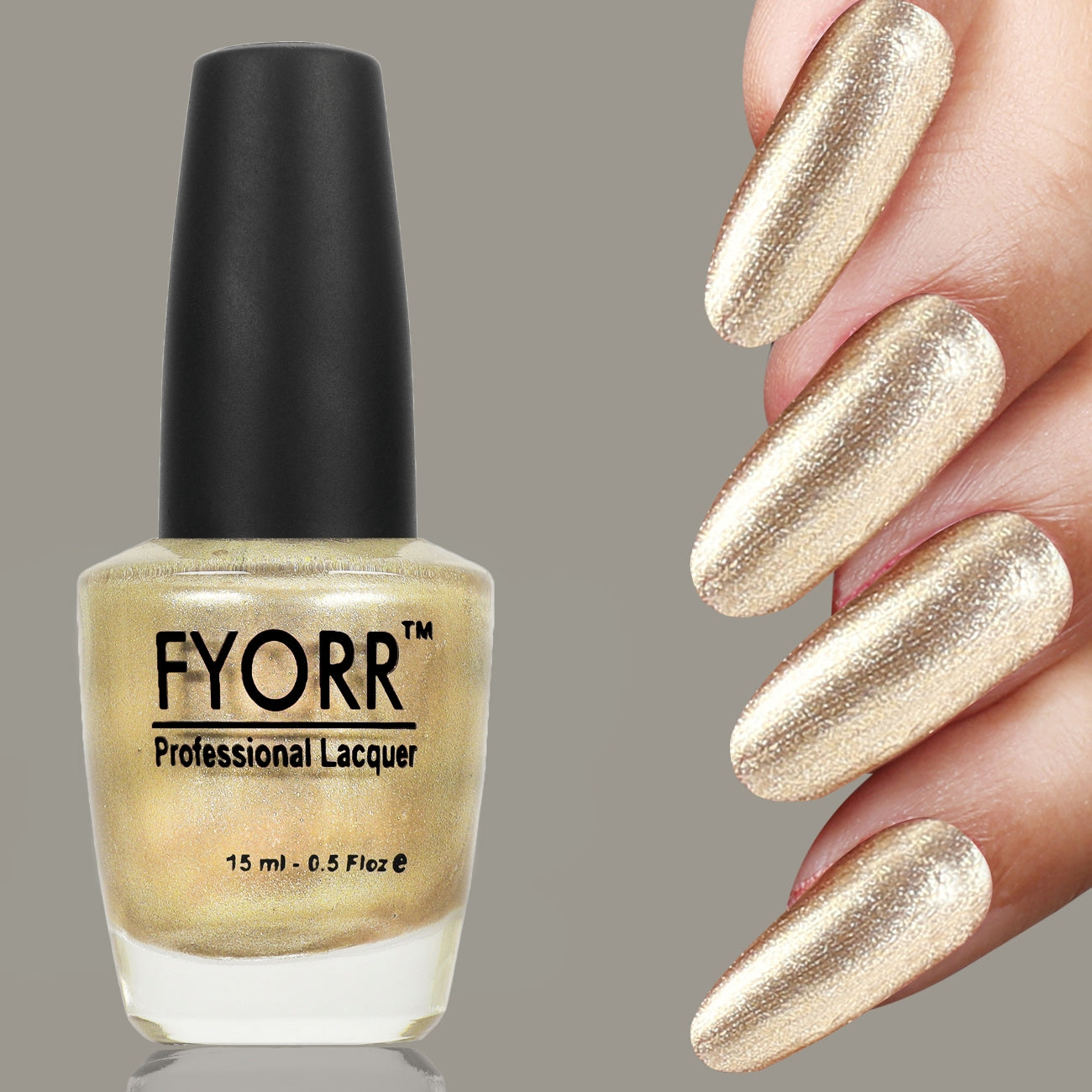 FYORR Gold Golden Shine Nail Polish Long Lasting Smooth Matte Finish Nail Enamel (Gold Rush),15Ml