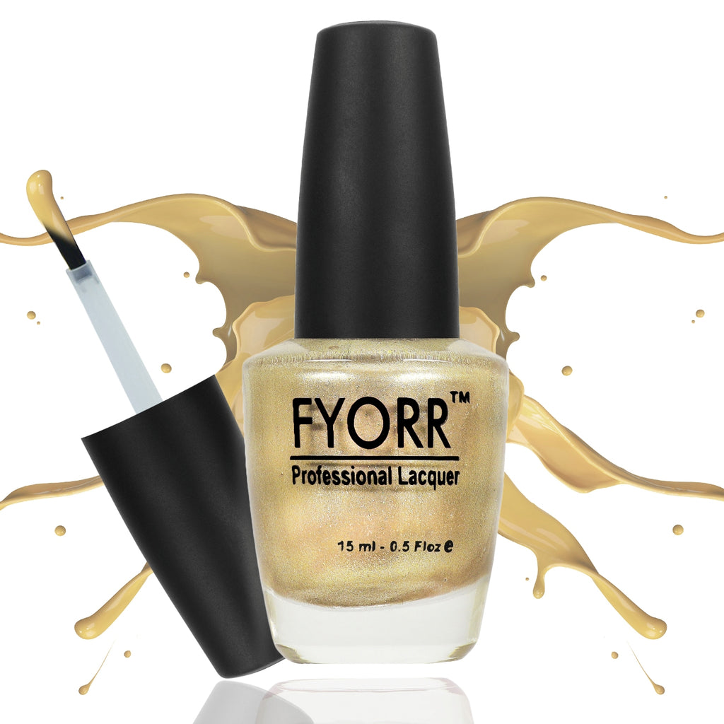 FYORR Gold Golden Shine Nail Polish Long Lasting Smooth Matte Finish Nail Enamel (Gold Rush),15Ml