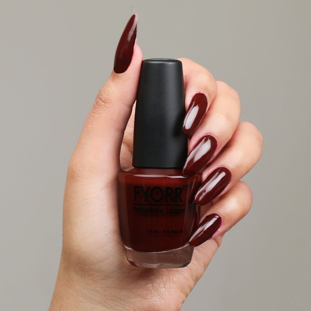 FYORR Dark Maroon Nail Polish Long Lasting Smooth Matte Finish Nail Enamel (Wine Factory),15Ml