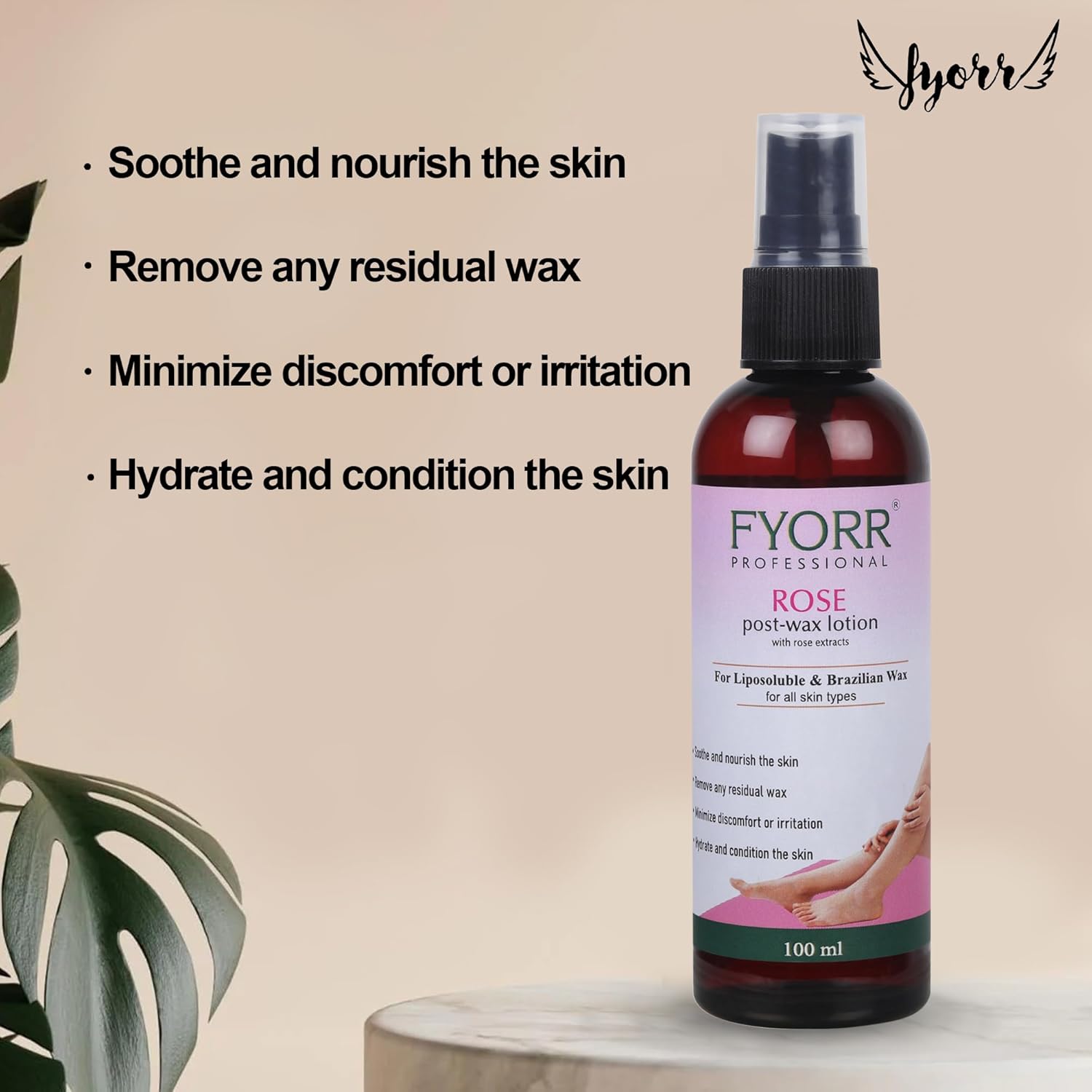FYORR Post Wax Lotion For Reduce Irritation/Soothe Skin After Wax | Eliminate Wax Residues | Even/Moisturized/Bacteria Free/Soothing Skin After Waxing Wax Oil (Rose)