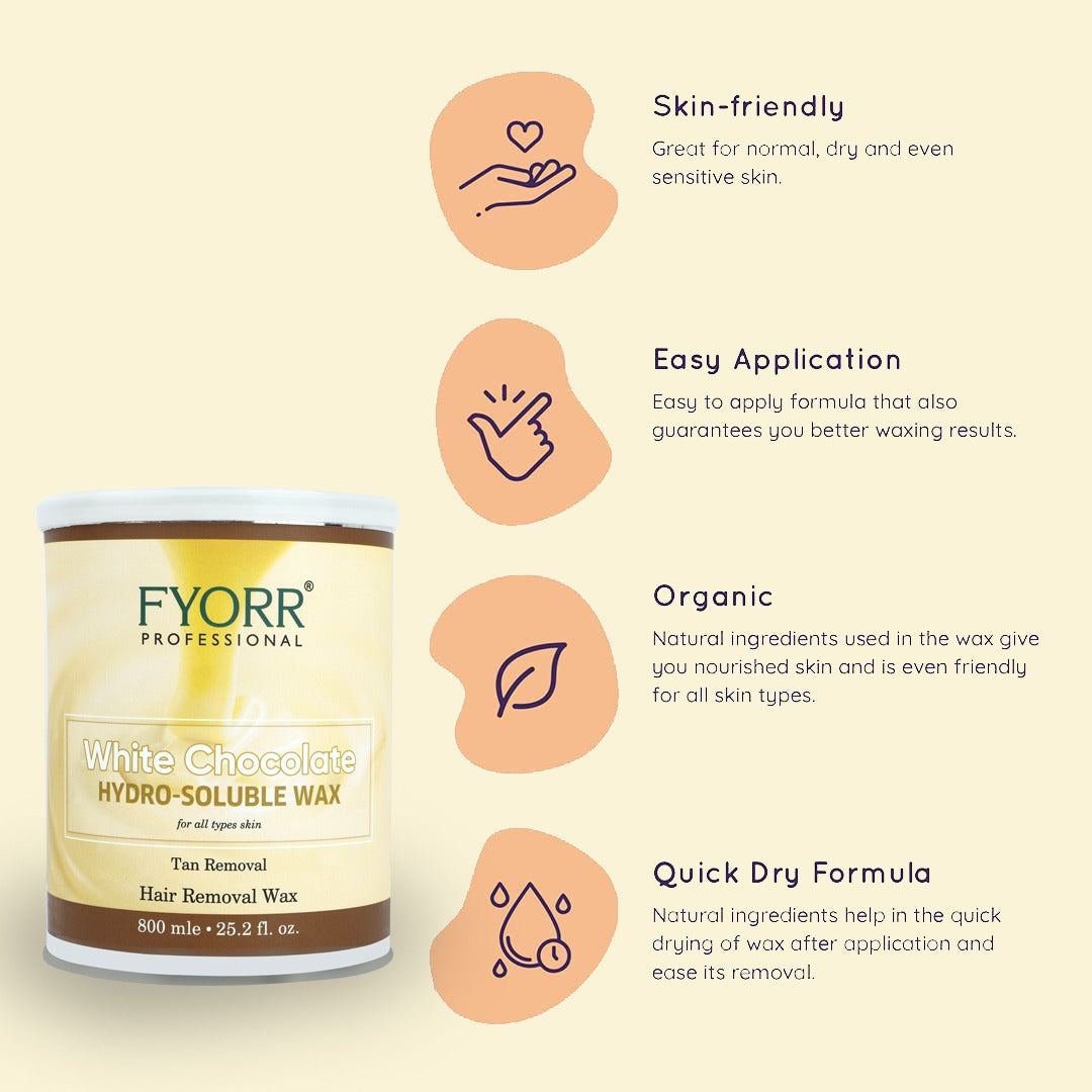 FYORR WHITE CHOCOLATE HYDRO-Soluble WAX FOR LEGS AND ARMS
