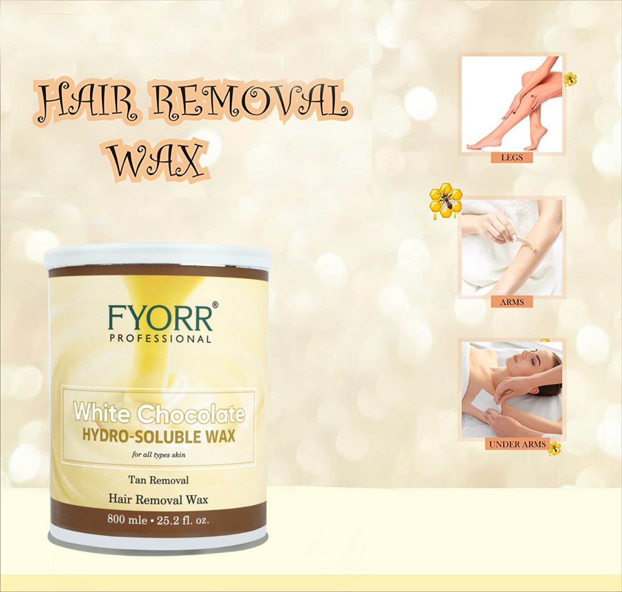 FYORR WHITE CHOCOLATE HYDRO-Soluble WAX FOR LEGS AND ARMS