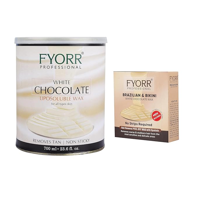 FYORR White Chocolate 700ml Liposoluble Milk Body Wax with 80g Painless Brazilian Bikini Katori Peel Off Hair Removal Wax For Sensitive Areas