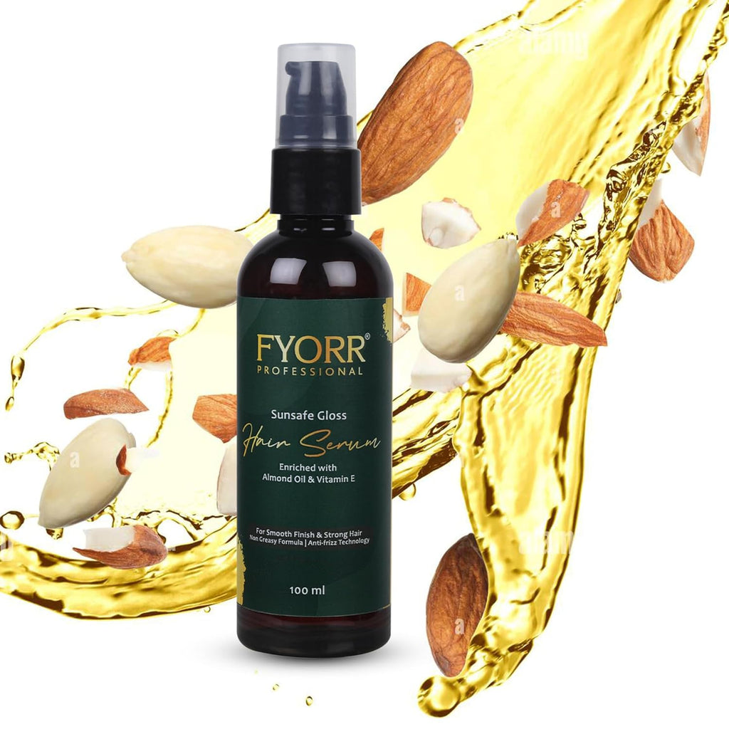 FYORR Non Sticky with Sun Protection Hair Serum | Enriched With Almond and Vitamin E For Ultra Smooth Strong and Shinny Hair (100ml)