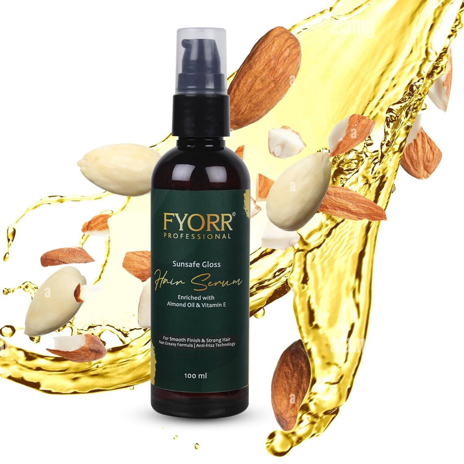 FYORR Non Sticky with Sun Protection Hair Serum | Enriched With Almond and Vitamin E For Ultra Smooth Strong and Shinny Hair (100ml)