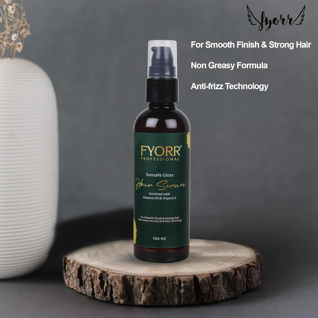 FYORR Non Sticky with Sun Protection Hair Serum | Enriched With Almond and Vitamin E For Ultra Smooth Strong and Shinny Hair (100ml)